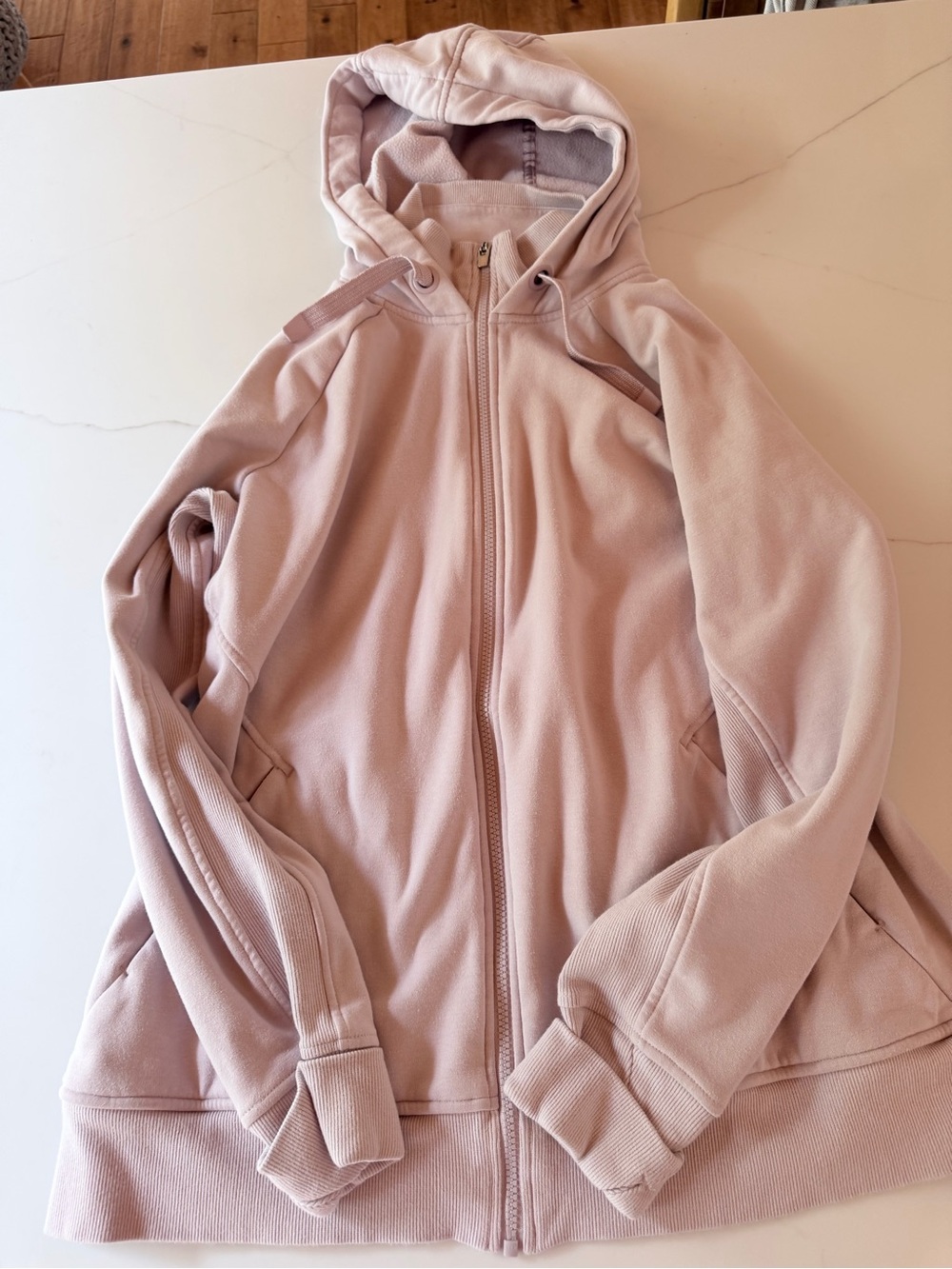 Athleta Pale Pink Fleece-Lined Hoodie